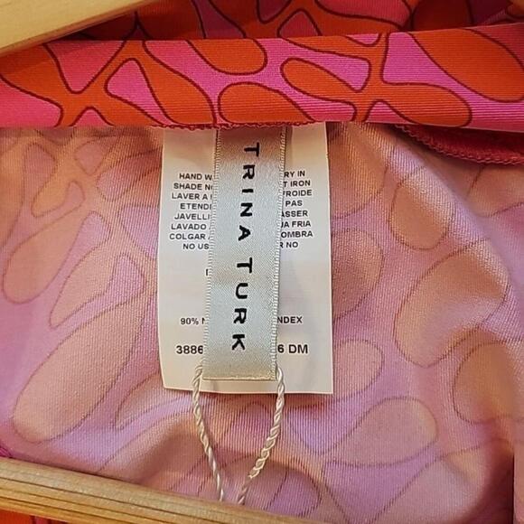 Trina Turk Pink Trellis Swim Tunic - Size L - Picture 8 of 9